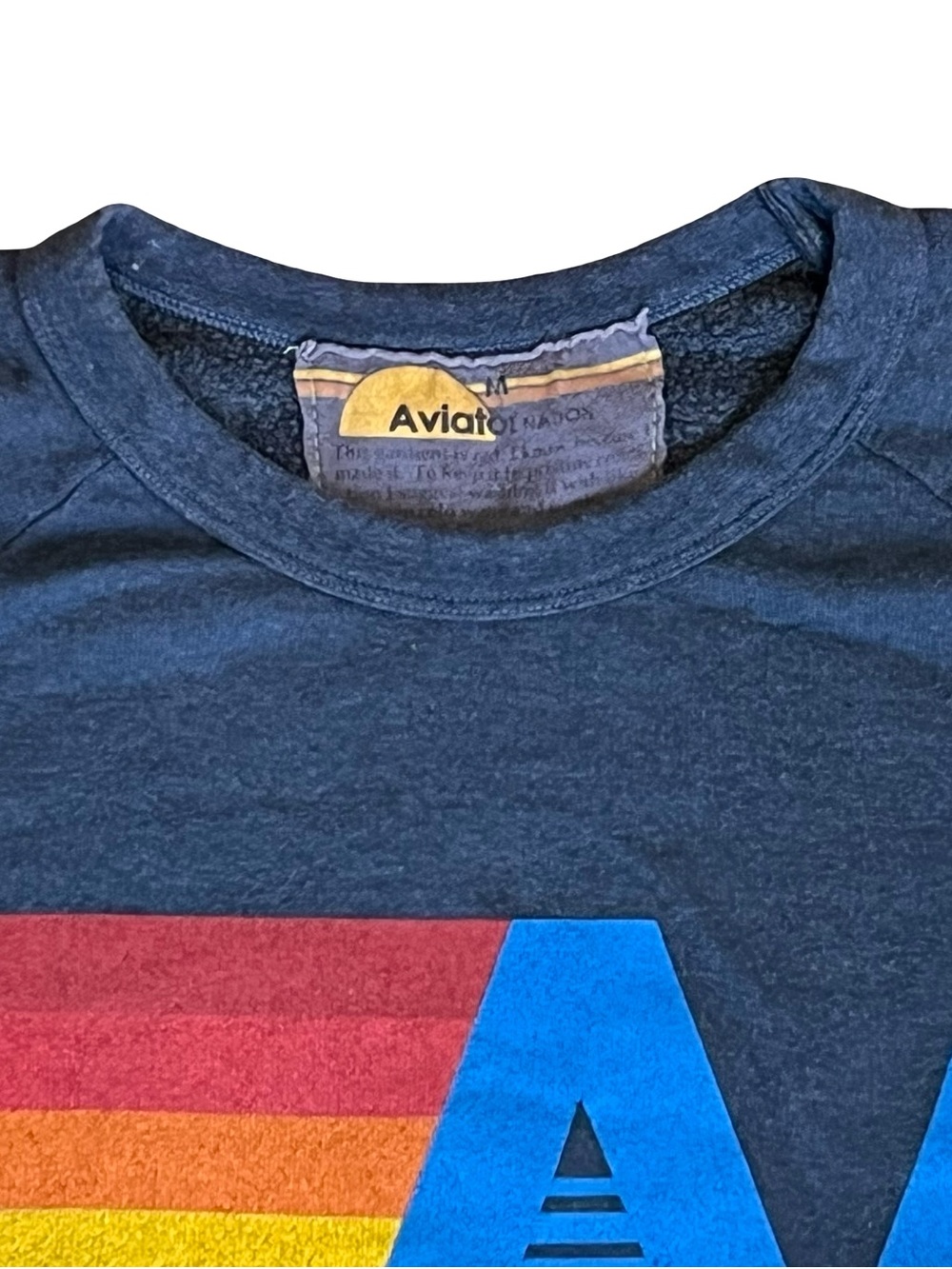 Aviator Nation Sz M Navy Blue Logo Stitch Sweatshirt Relaxed Crewneck - Picture 4 of 14